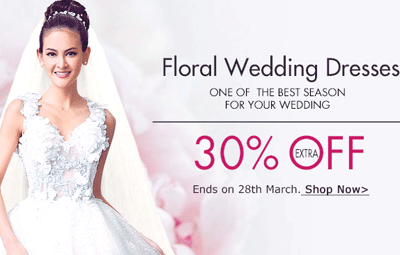 Milanoo: 30% Off Floral Wedding Dresses