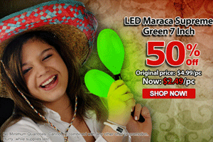 Cool Glow: 50% Off LED Maraca Supreme - Green 7 Inch