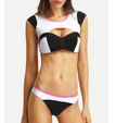 SHEIN: Contrast Trim Black & White Cutout Bikini Set