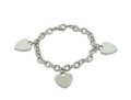 SuperJeweler: 80% Off Ladies' Dangling Heart Charm Bracelet - $9.99