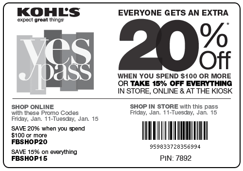 Kohls: Extra 20% Off $100+ (printable Coupon)