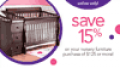 Babies R Us: 15% Off  $125 On Nursery Furniture