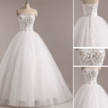 Wholesale Dress: $ 83.33 Длина до пола с плеча Сердце Тюль BeadsSweet линии зашнуровать свадебное платье белого