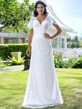 LightInTheBox: 55% OFF Sheath/Column V-neck Sweep/Brush Train Lace Wedding Dress