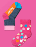 Happy Socks: 2 Pack Kids Big Dot Combed Cotton For $12