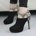Shoes Pie: 60% Off Sexy Black Matching Snakeskin Platform Ankle Boots