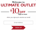 Ultimate Outlet: $10 Off $50+ When You Sign Up