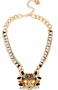 Betsey Johnson: HOLLYWOOD GLAM LEOPARD FACE NECKLACE