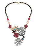 Betsey Johnson: CREEPSHOW OWL SPIDER WEB NECKLACE