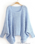 TBdress: 70% Off Round Neckline Long Bat Sleeves Knit Cut-Outs Sweater