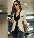 Gobuu: 7% Off Women V-Neck White Classic Coat