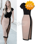 TBdress: 65% Off Round Neck Split Women's Sheath Dress