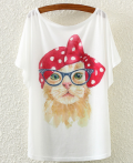 Gobuu: Women White Cotton Blends T-shirt For $3.6