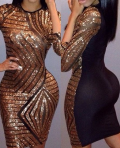 Nasty Dress: 79% Off Sexy Round Neck 3/4 Sleeve Sequined Spliced Women's Dress + Free Shipping