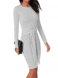 Fashion Mia: 90% Off Glamorous Round Neck Striped Bodycon-Dress