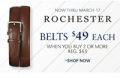 Rochester Clothing: Belts & Suspenders $49.00 Each When You Buy 2