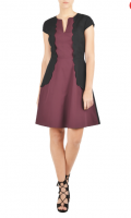 EShakti: $26 Off Scallop Trim Colorblock Poplin Dress