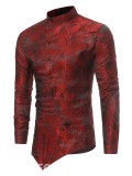 Ericdress: 39% De Rabais Ericdress Stand Collar Irregular Print Slim Men's Shirt